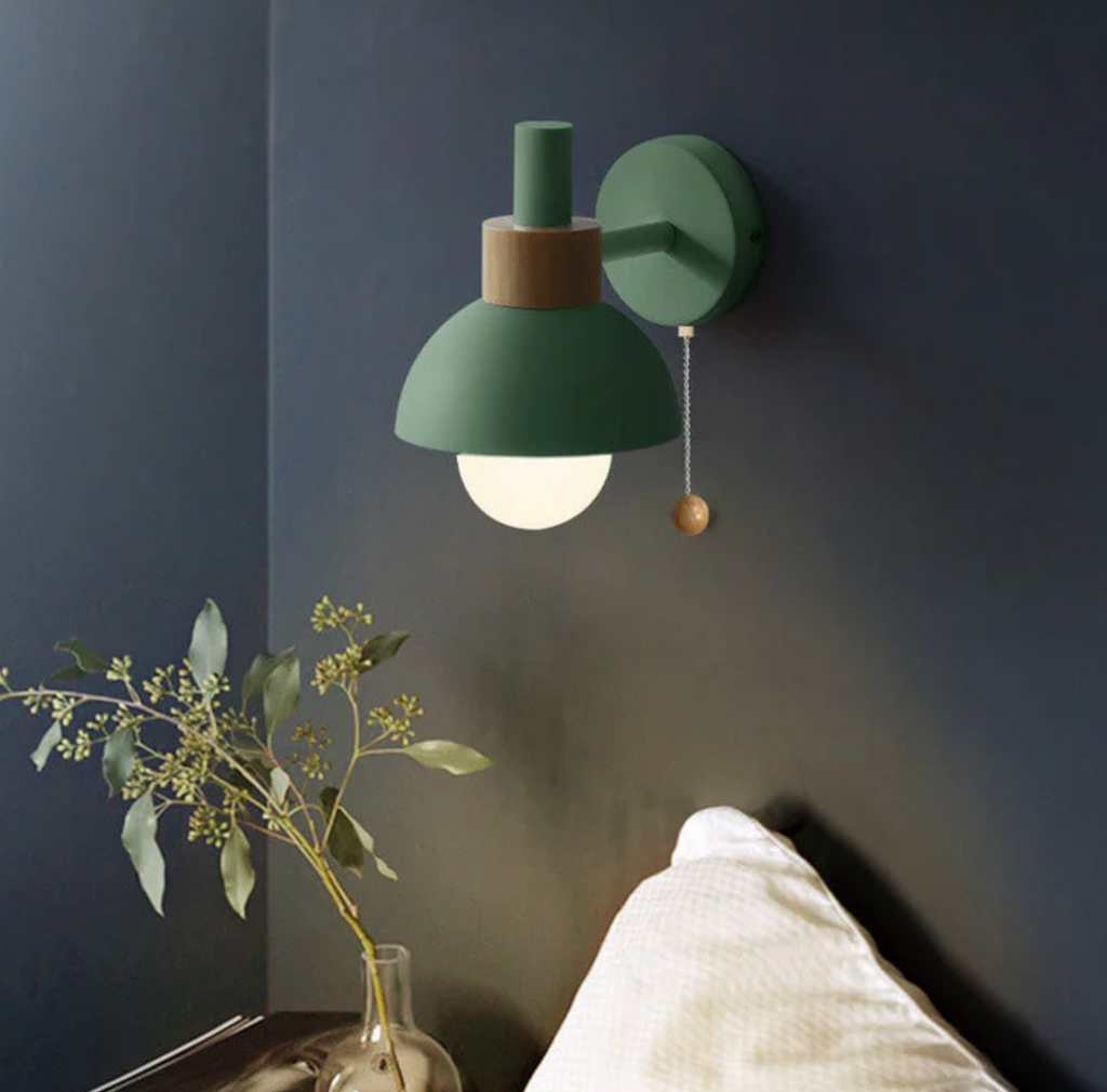 Pull-Chain Wall Sconce with Wooden Accent – view 9 | BROKLEN