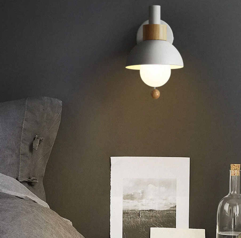 Pull-Chain Wall Sconce with Wooden Accent – view 10 | BROKLEN