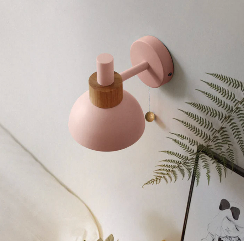 Pull-Chain Wall Sconce with Wooden Accent – view 11 | BROKLEN