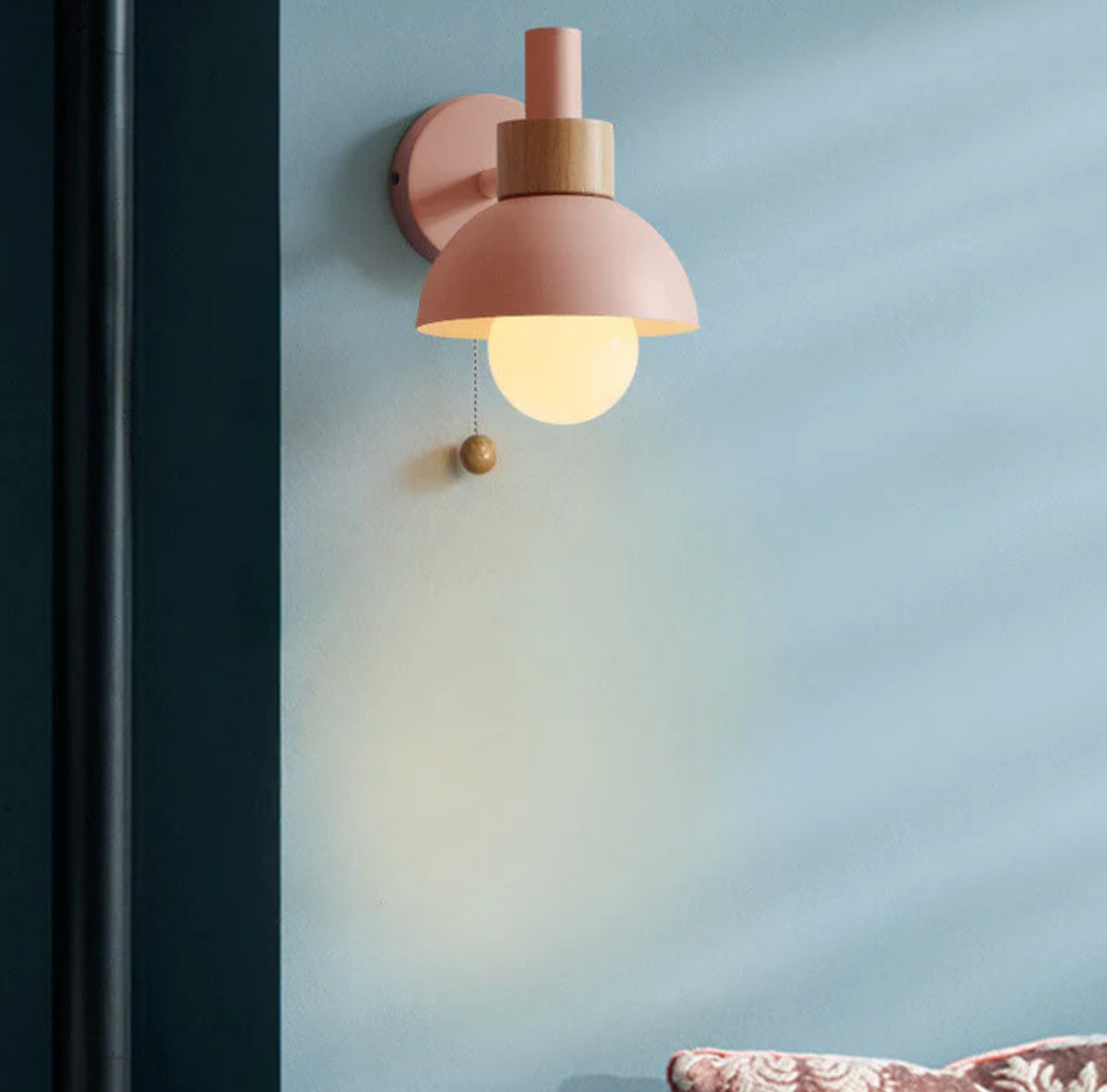 Pull-Chain Wall Sconce with Wooden Accent – view 14 | BROKLEN