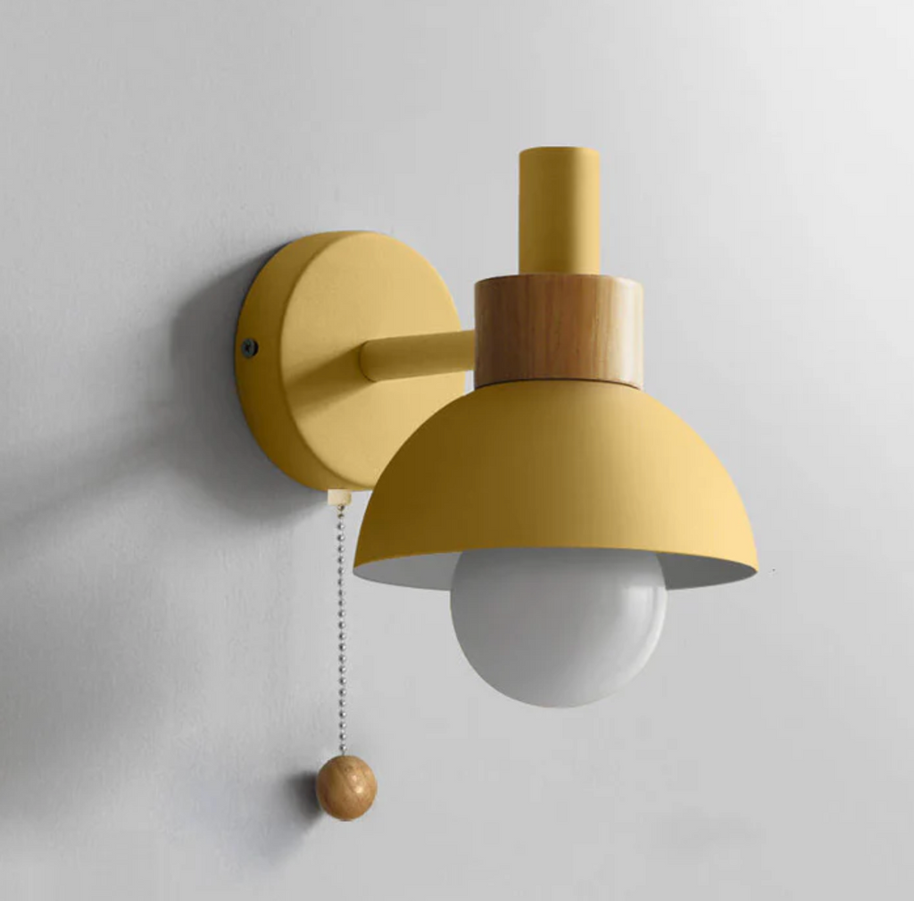 Pull-Chain Wall Sconce with Wooden Accent – view 18 | BROKLEN