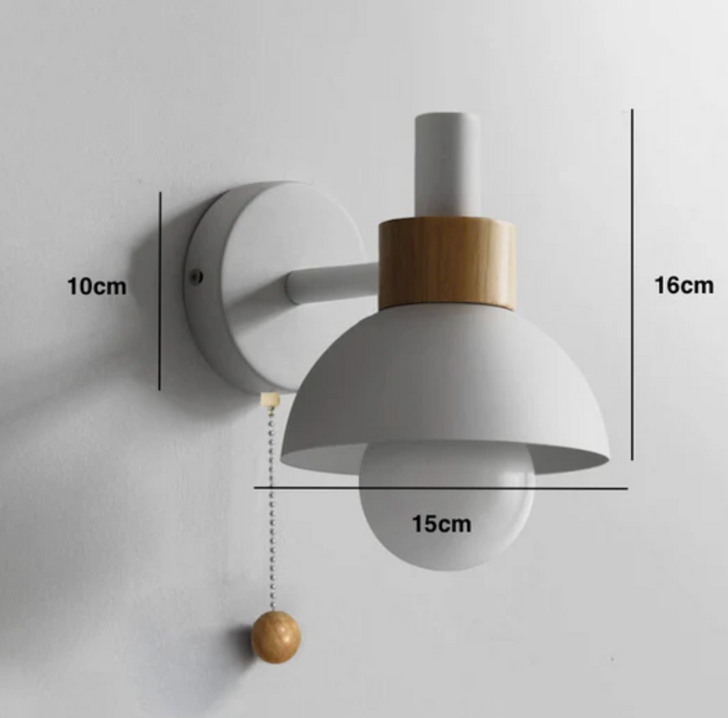 Pull-Chain Wall Sconce with Wooden Accent – view 21 | BROKLEN