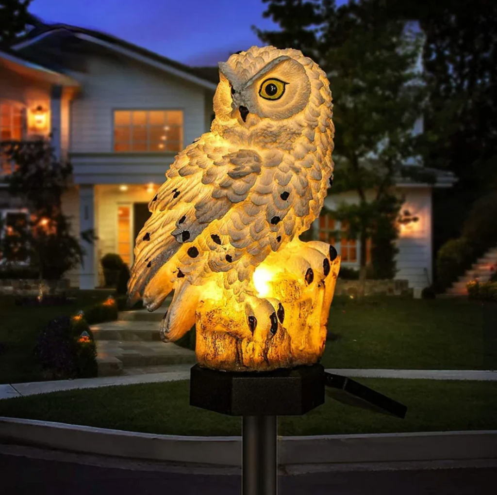 Solar Owl Garden Stake Light – view 2 | BROKLEN