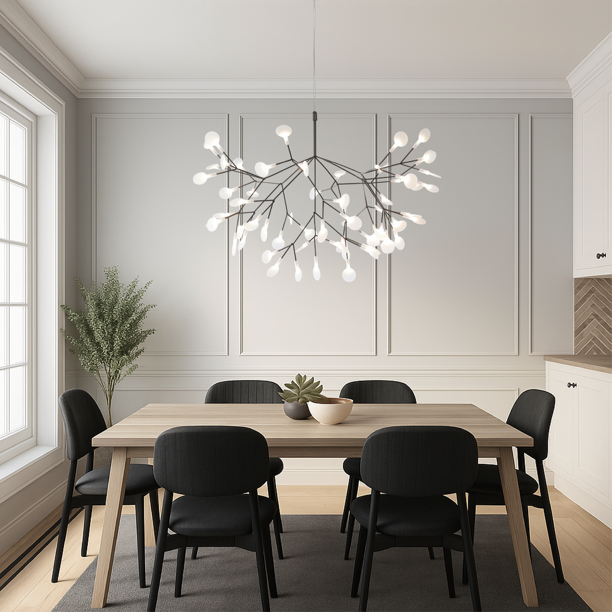 Sculptural Branch LED Chandelier with Glass Globes – view 2 | BROKLEN