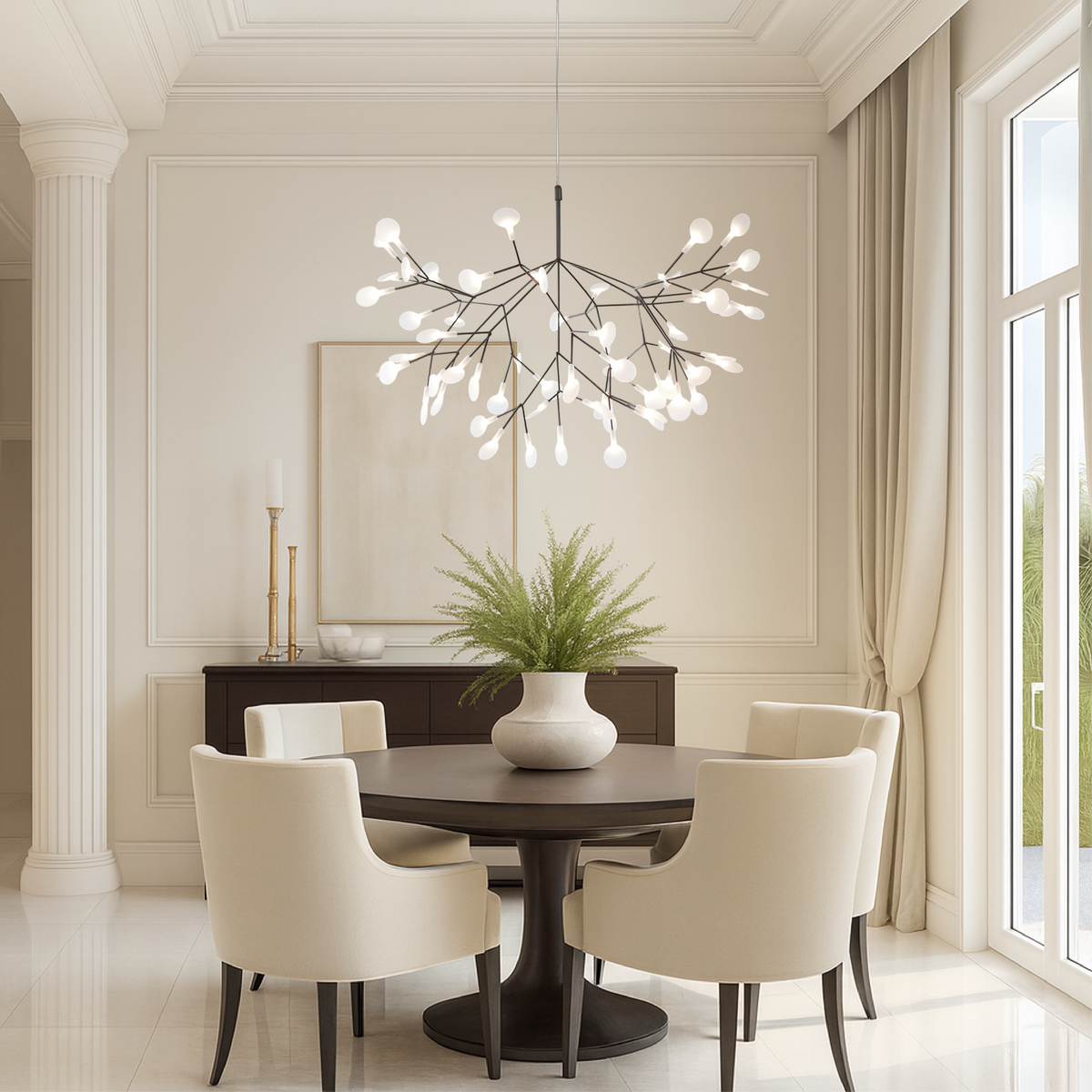 Sculptural Branch LED Chandelier with Glass Globes – view 3 | BROKLEN