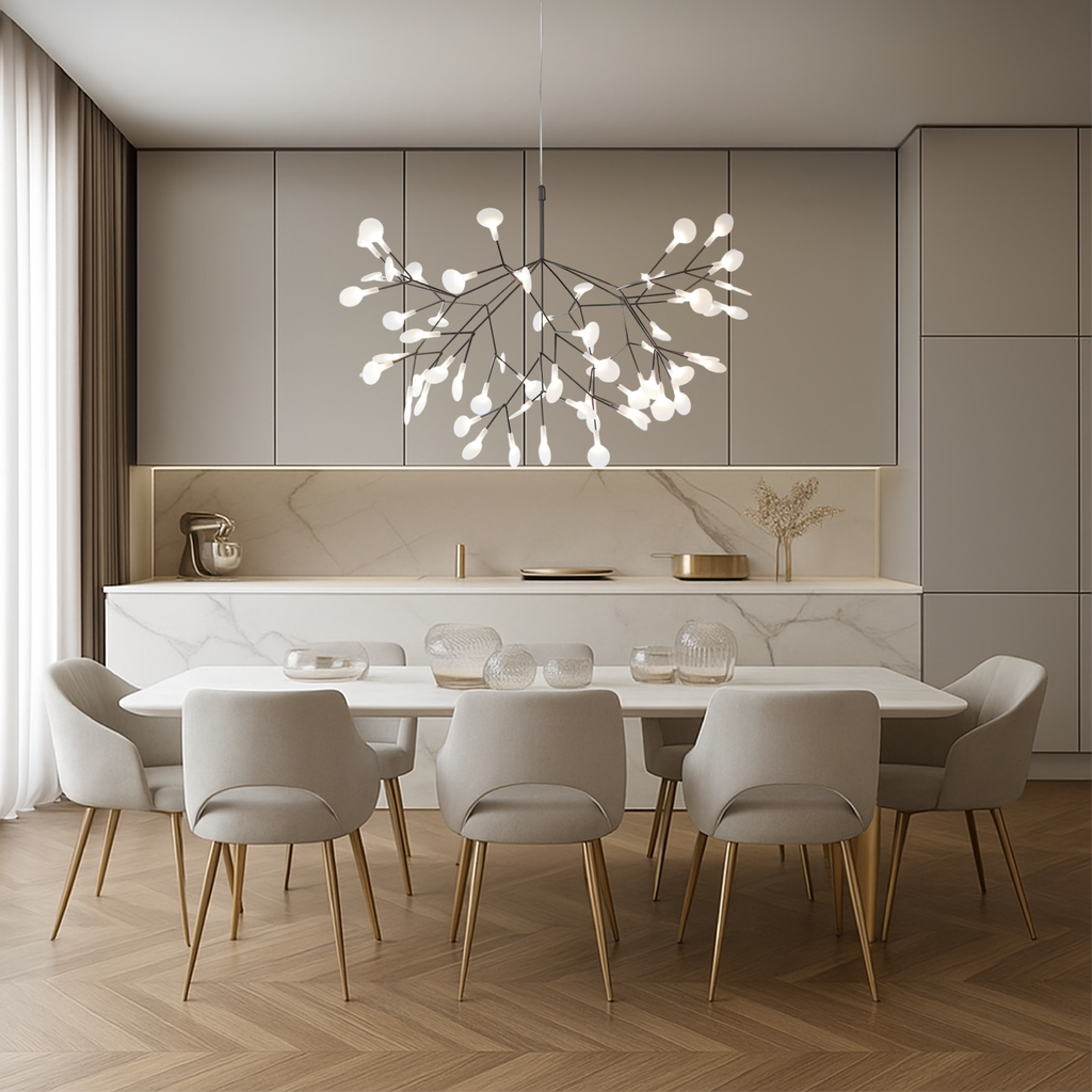 Sculptural Branch LED Chandelier with Glass Globes – view 4 | BROKLEN