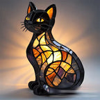 Stained Glass-Look Cat Table Lamp – view 2 | BROKLEN