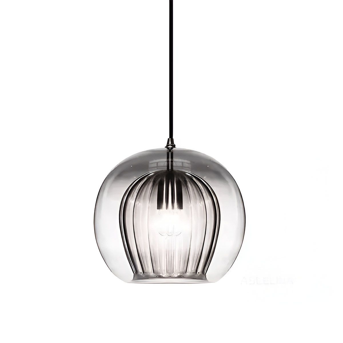 Ribbed Glass Globe Pendant Light – view 13 | BROKLEN