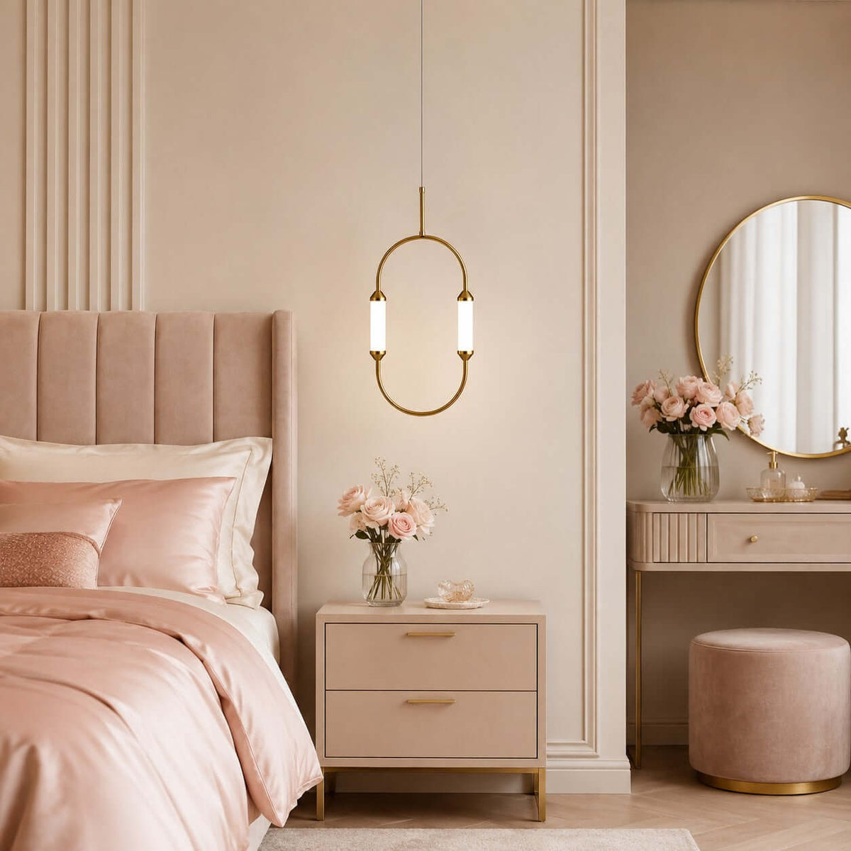Brushed Gold Oval LED Chandelier – view 2 | BROKLEN