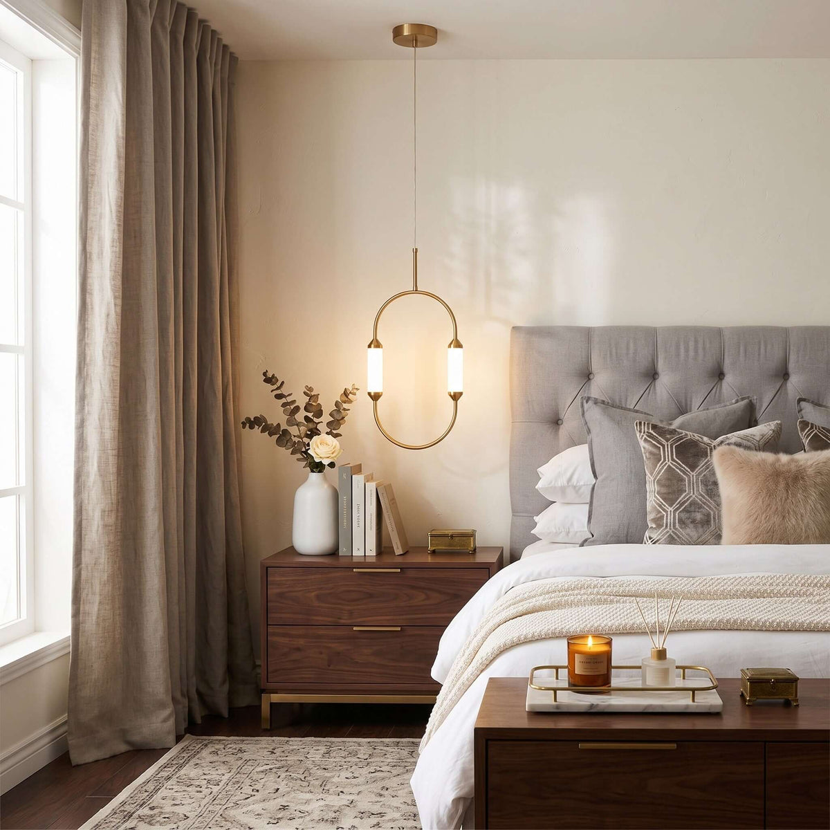 Brushed Gold Oval LED Chandelier – view 3 | BROKLEN