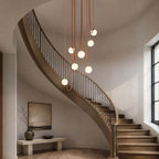 Cascading Glass Globe Chandelier with Leather Straps – view 3 | BROKLEN