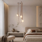 Cascading Glass Globe Chandelier with Leather Straps – view 7 | BROKLEN