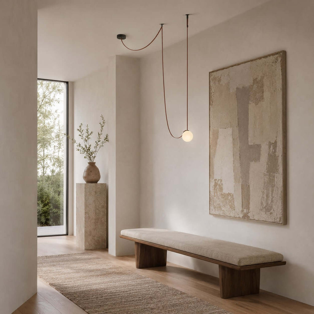 Cascading Glass Globe Chandelier with Leather Straps – view 14 | BROKLEN
