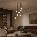 Cascading Glass Globe Chandelier with Leather Straps – view 16 | BROKLEN