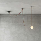 Cascading Glass Globe Chandelier with Leather Straps – view 17 | BROKLEN