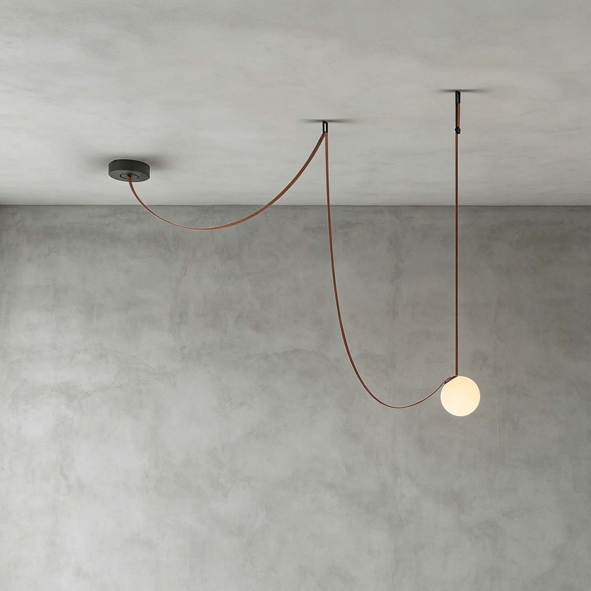 Cascading Glass Globe Chandelier with Leather Straps – view 17 | BROKLEN