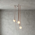 Cascading Glass Globe Chandelier with Leather Straps – view 18 | BROKLEN