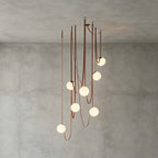 Cascading Glass Globe Chandelier with Leather Straps – view 19 | BROKLEN