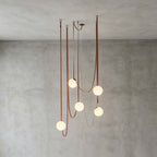 Cascading Glass Globe Chandelier with Leather Straps – view 20 | BROKLEN