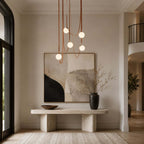 Cascading Glass Globe Chandelier with Leather Straps – view 13 | BROKLEN