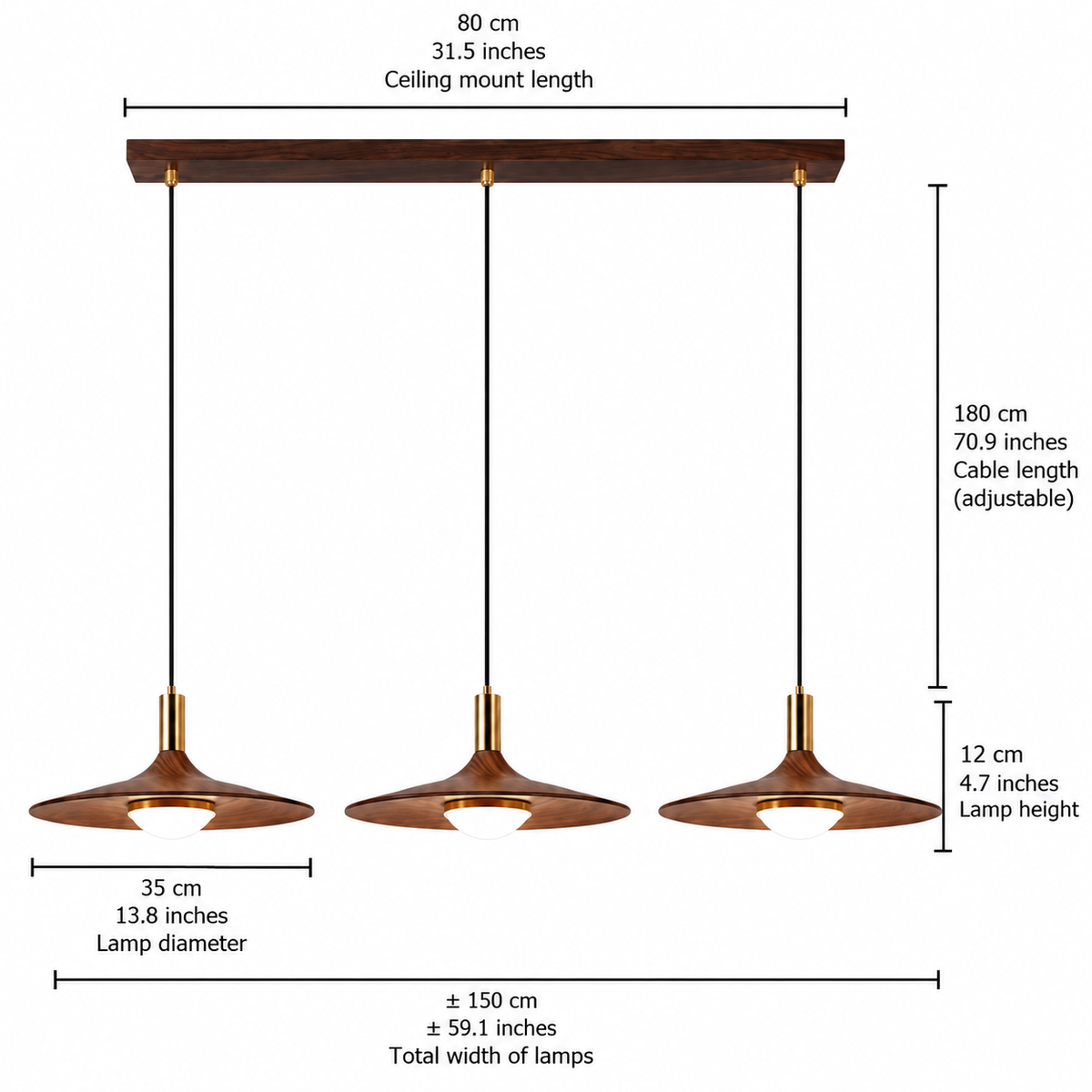 Nordic Walnut-Effect Pendant Light – view 15 | BROKLEN