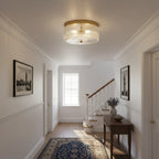 Round Ribbed Glass Flush Mount Ceiling Light – view 5 | BROKLEN