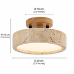 Round Travertine LED Ceiling Light – Japandi – view 12 | BROKLEN