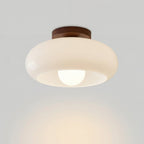 Bauhaus Opal Glass Ceiling Light with Walnut Base – view 7 | BROKLEN
