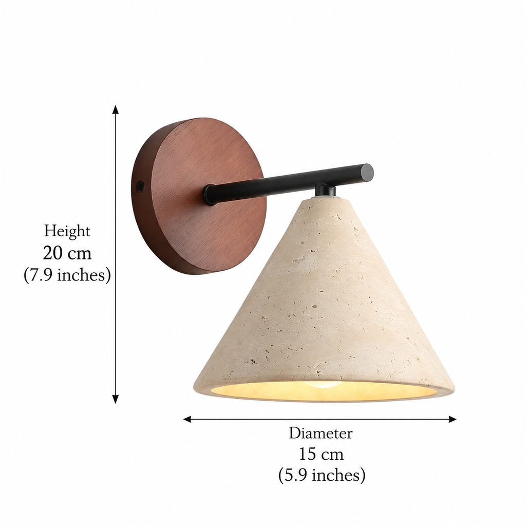 Travertine Cone Wall Light – Warm LED – view 14 | BROKLEN
