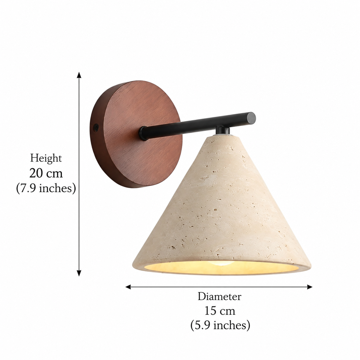 Travertine Cone Wall Light – Warm LED – view 14 | BROKLEN