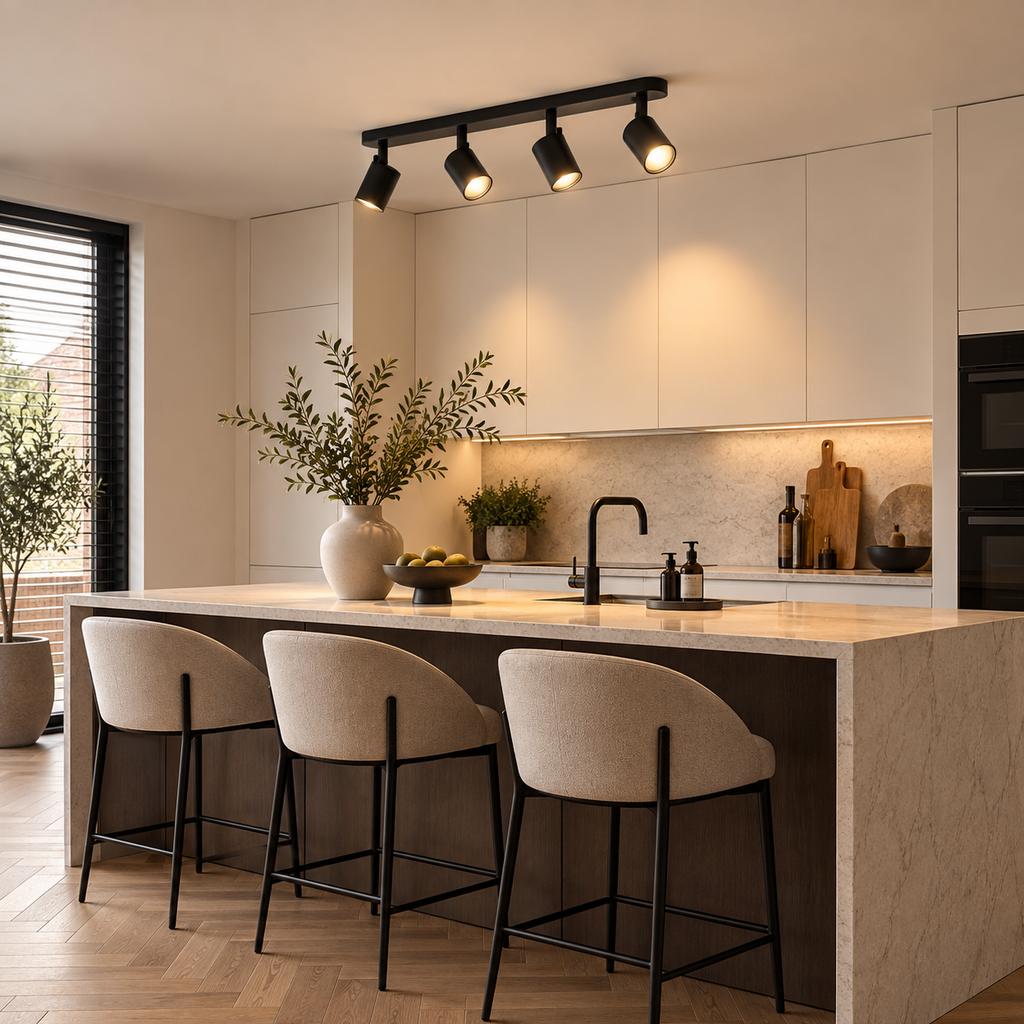 4-Spotlight Ceiling Track Light – Matt Black – view 3 | BROKLEN