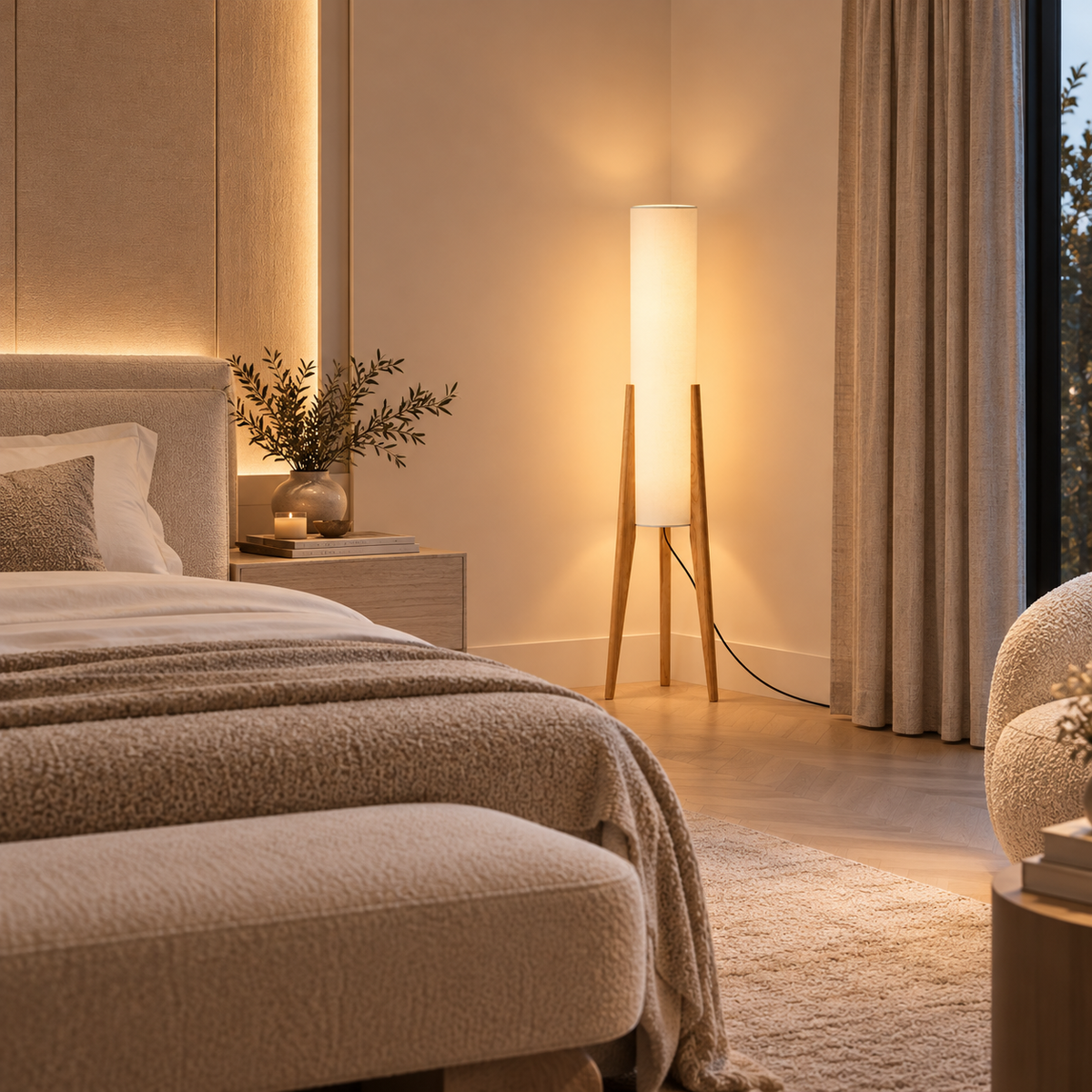 Japandi Walnut Floor Lamp – Solid Wood – view 3 | BROKLEN