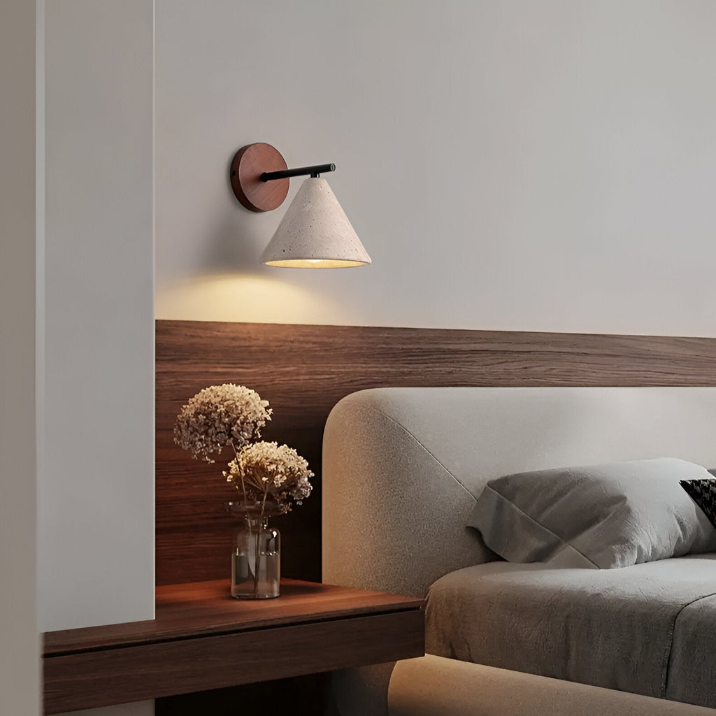 Travertine Cone Wall Light – Warm LED – view 8 | BROKLEN