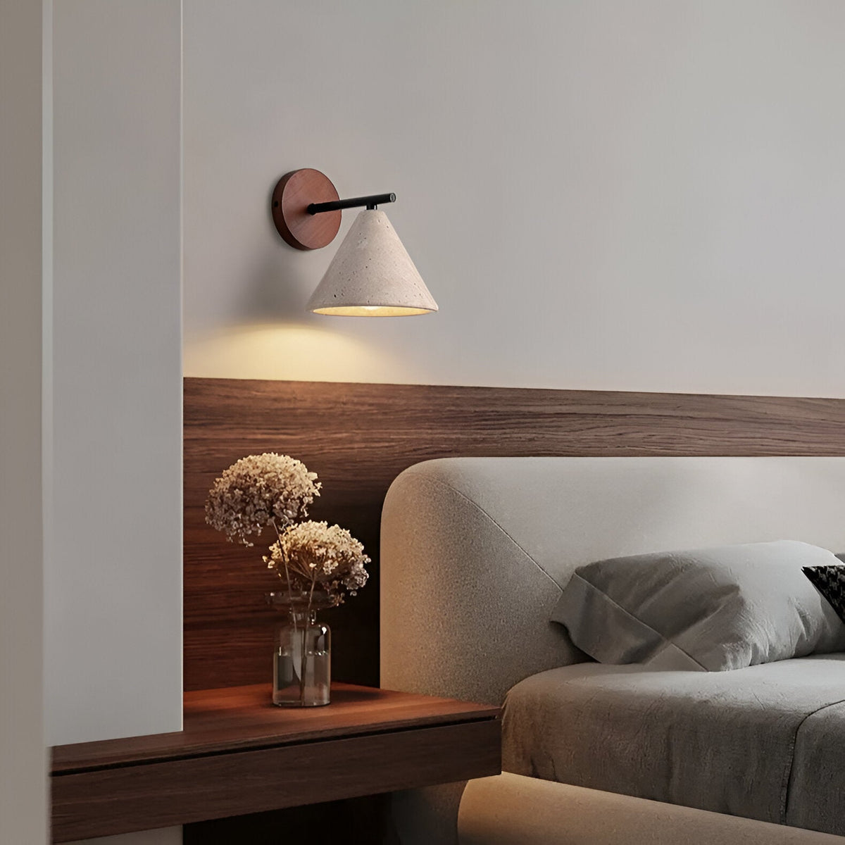 Travertine Cone Wall Light – Warm LED – view 8 | BROKLEN