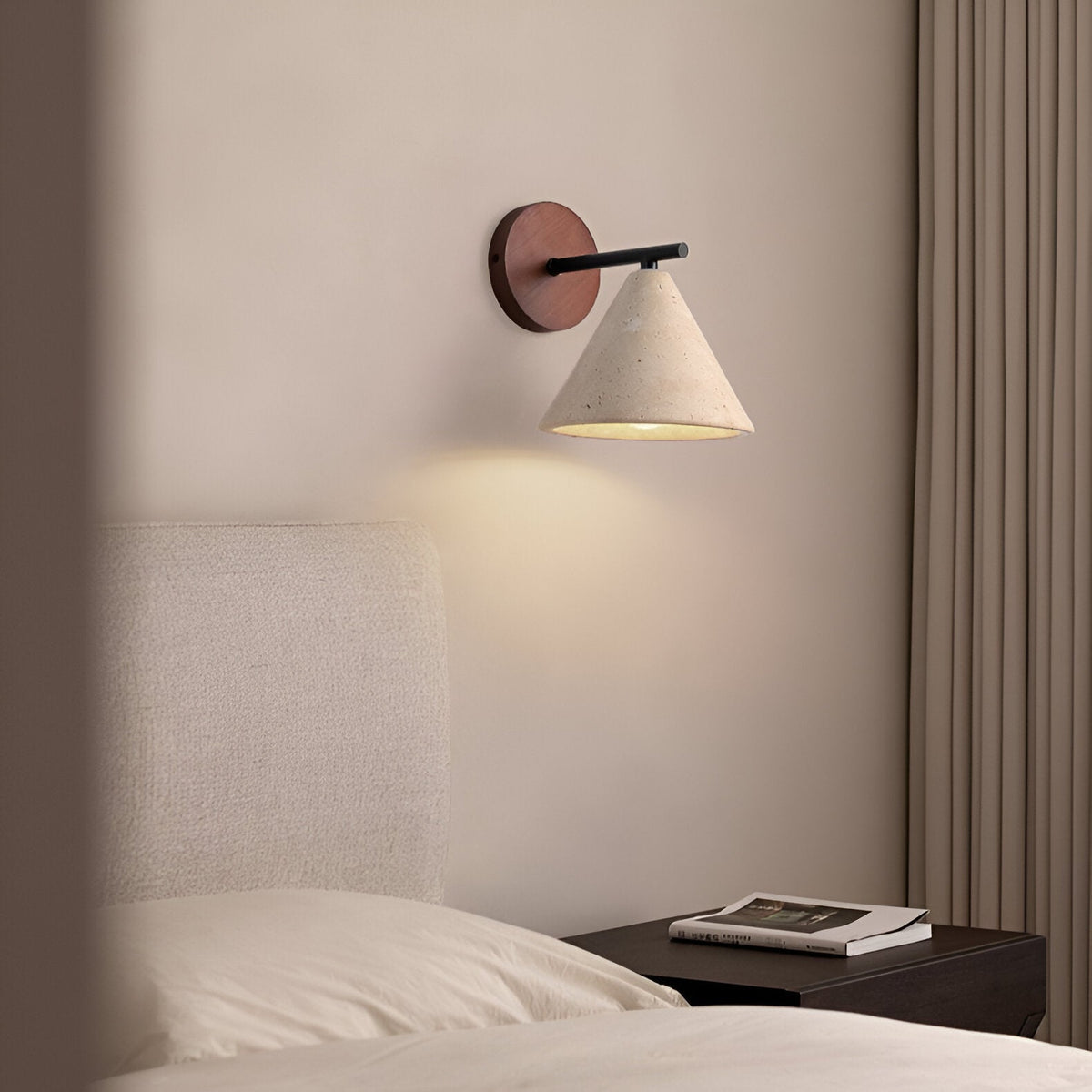 Travertine Cone Wall Light – Warm LED – view 10 | BROKLEN