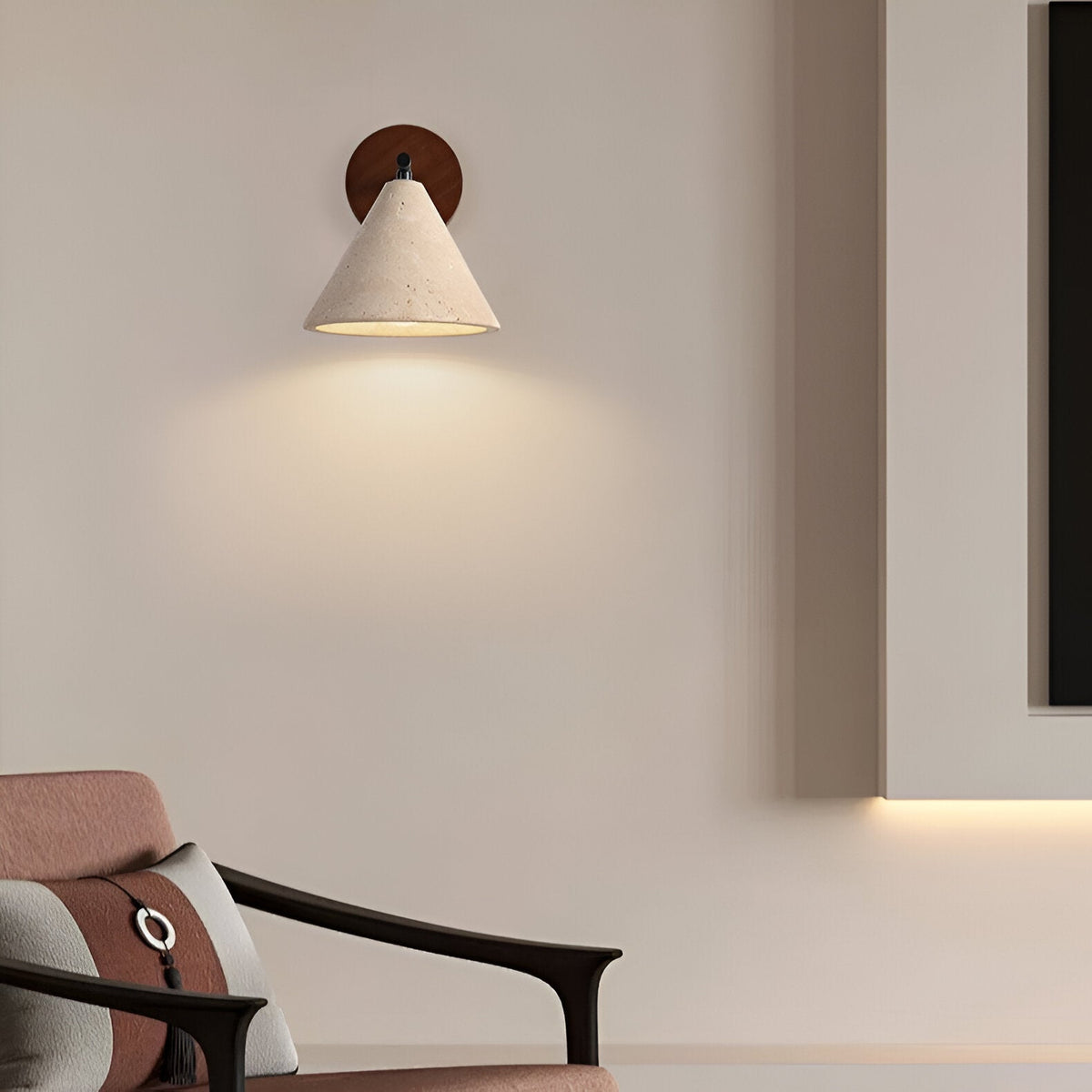 Travertine Cone Wall Light – Warm LED – view 9 | BROKLEN
