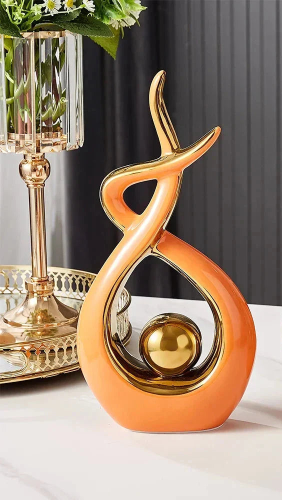 Abstract Ceramic Spiral Sculpture with Gold Detail – view 14 | BROKLEN