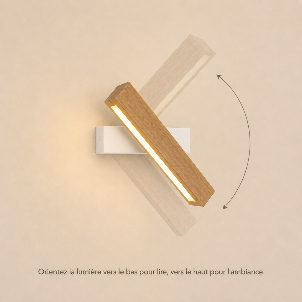 Solid Wood LED Reading Wall Light, Pivoting Head – view 36 | BROKLEN