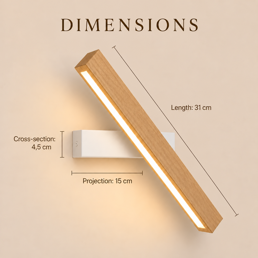 Solid Wood LED Reading Wall Light, Pivoting Head – view 91 | BROKLEN