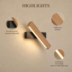 Solid Wood LED Reading Wall Light, Pivoting Head – view 59 | BROKLEN