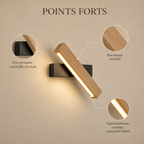 Solid Wood LED Reading Wall Light, Pivoting Head – view 7 | BROKLEN