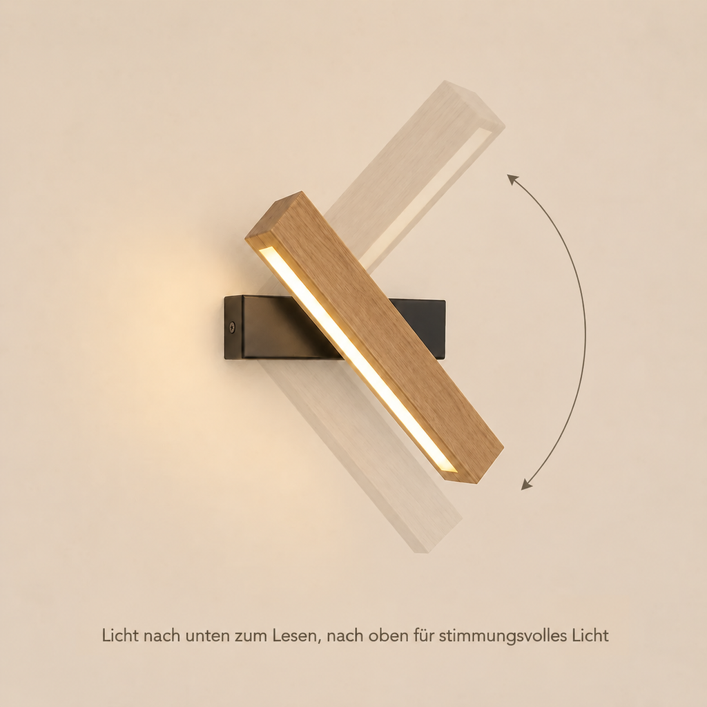 Solid Wood LED Reading Wall Light, Pivoting Head – view 12 | BROKLEN