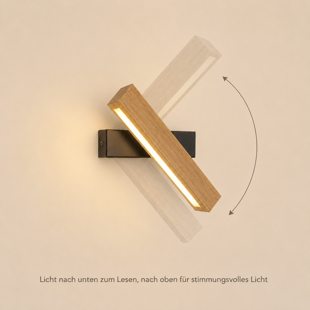 Solid Wood LED Reading Wall Light, Pivoting Head – view 62 | BROKLEN