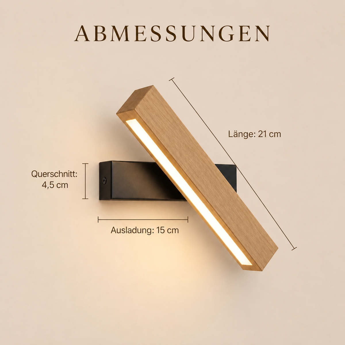 Solid Wood LED Reading Wall Light, Pivoting Head – view 15 | BROKLEN