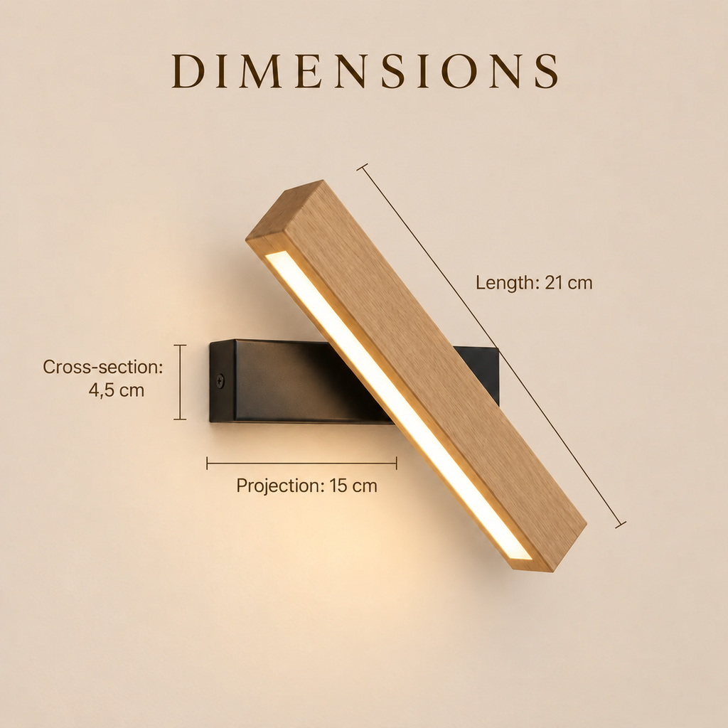 Solid Wood LED Reading Wall Light, Pivoting Head – view 16 | BROKLEN