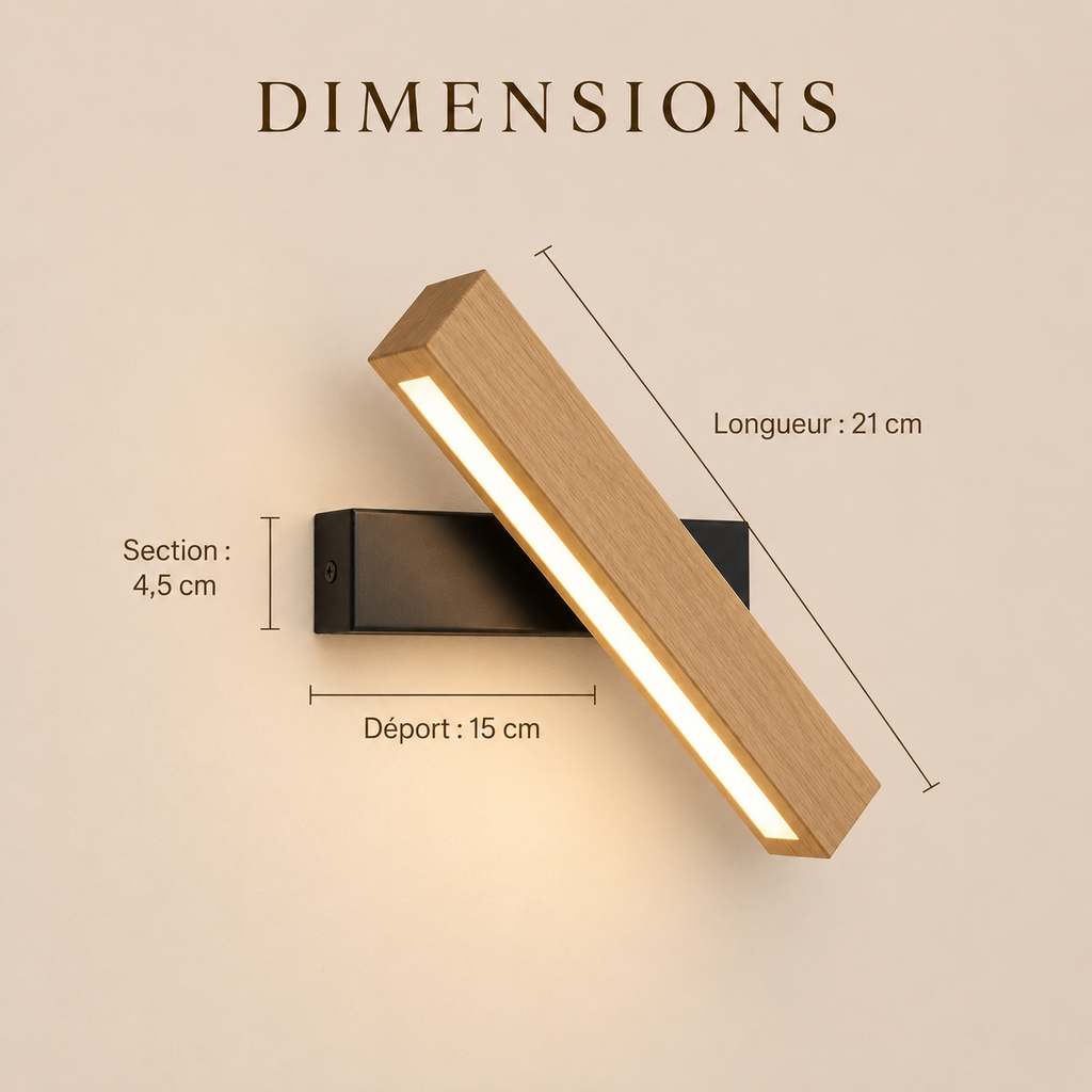 Solid Wood LED Reading Wall Light, Pivoting Head – view 14 | BROKLEN