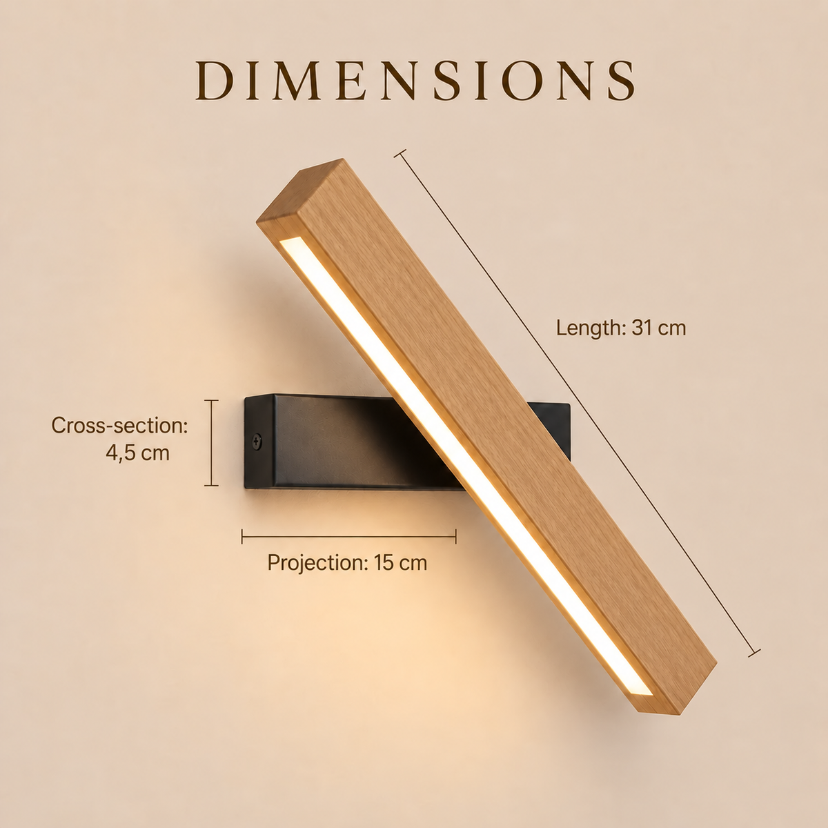 Solid Wood LED Reading Wall Light, Pivoting Head – view 66 | BROKLEN