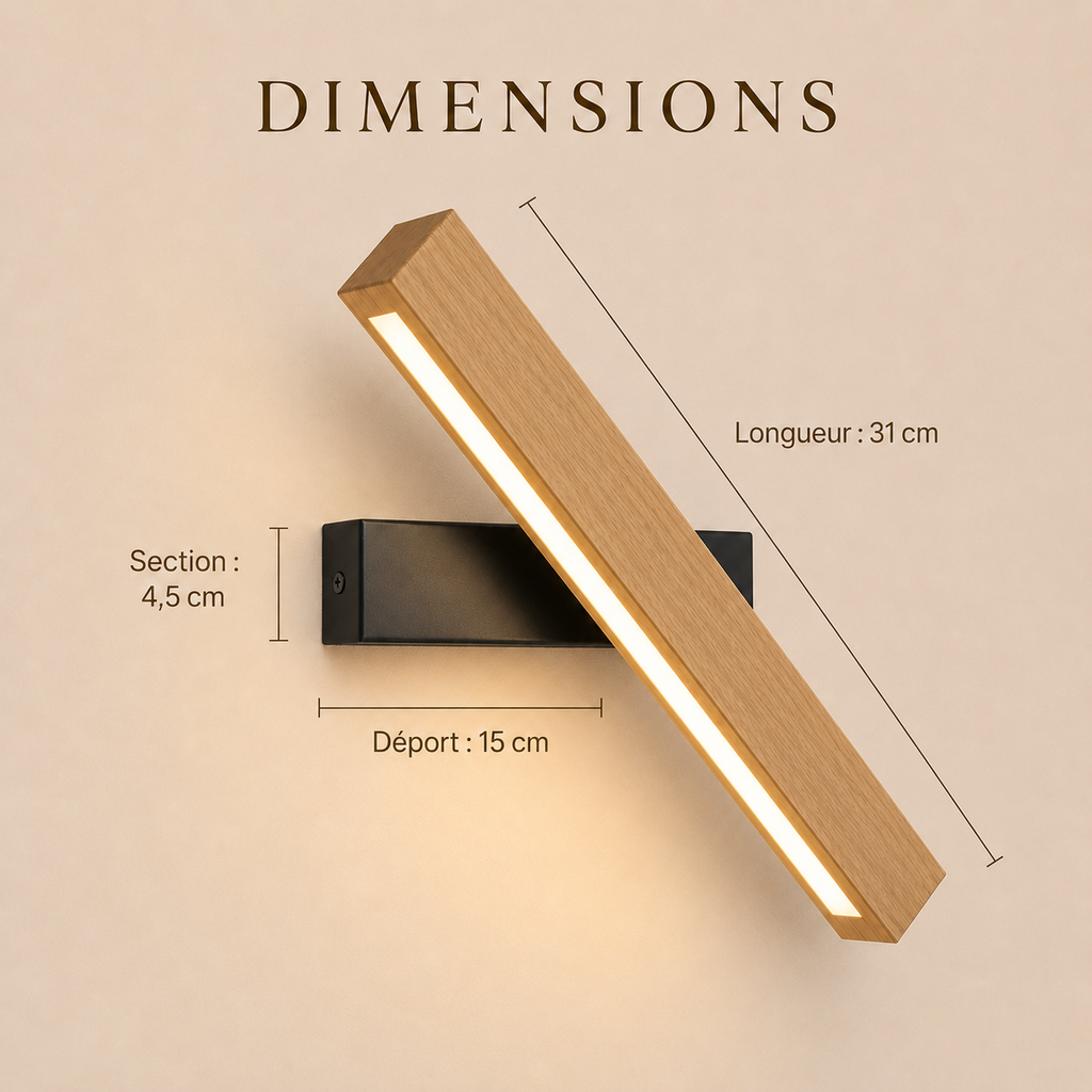 Solid Wood LED Reading Wall Light, Pivoting Head – view 64 | BROKLEN