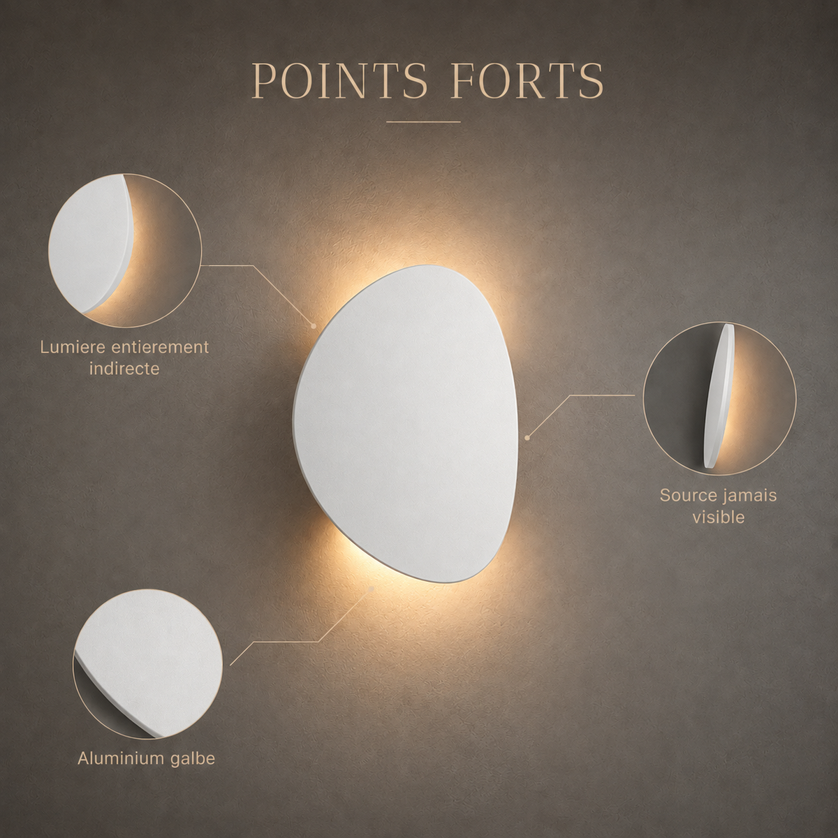 Modern Aluminium LED Disc Wall Light, Indirect Light – view 16 | BROKLEN