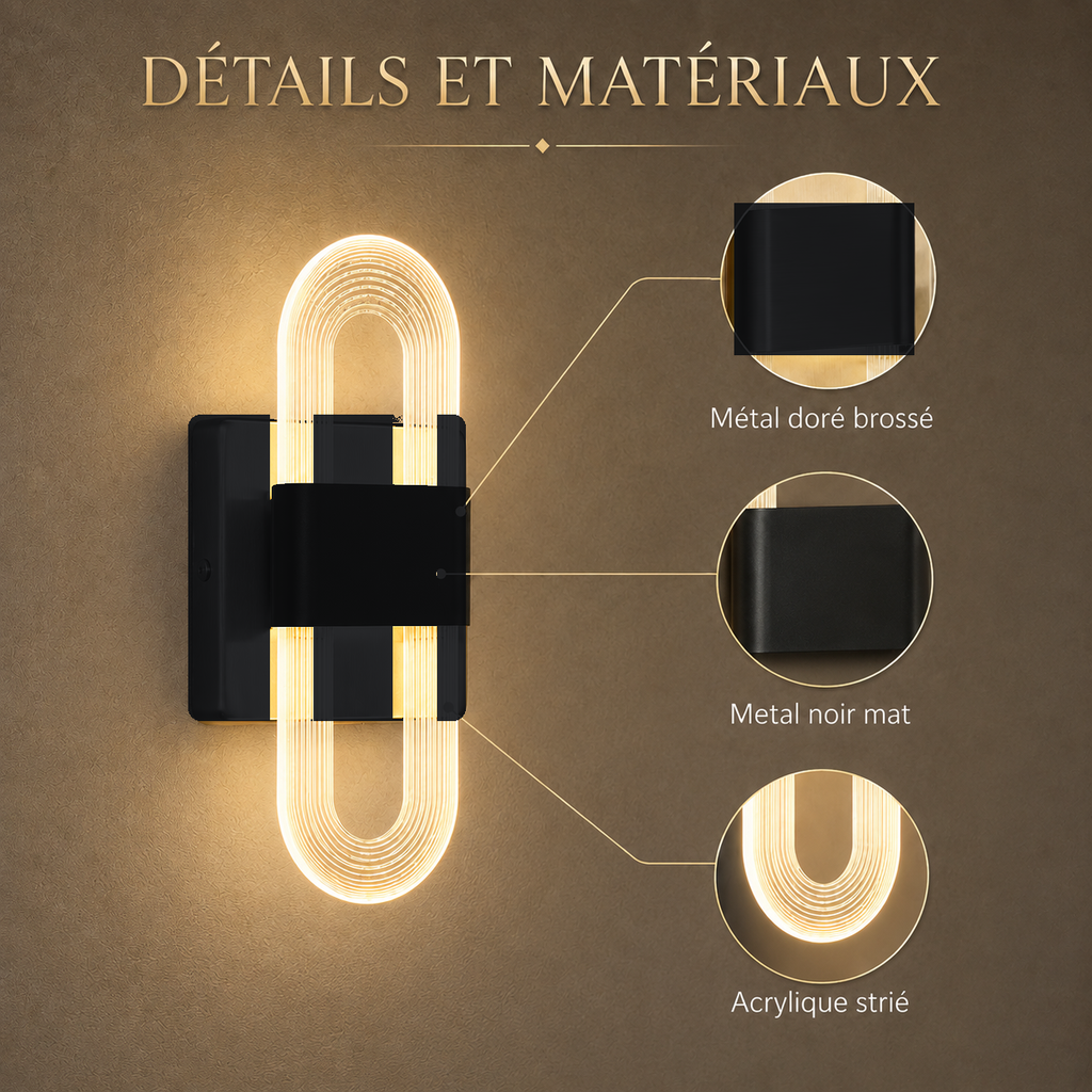 LED Headboard Wall Light, Ribbed Acrylic Loops, Warm Light – view 18 | BROKLEN
